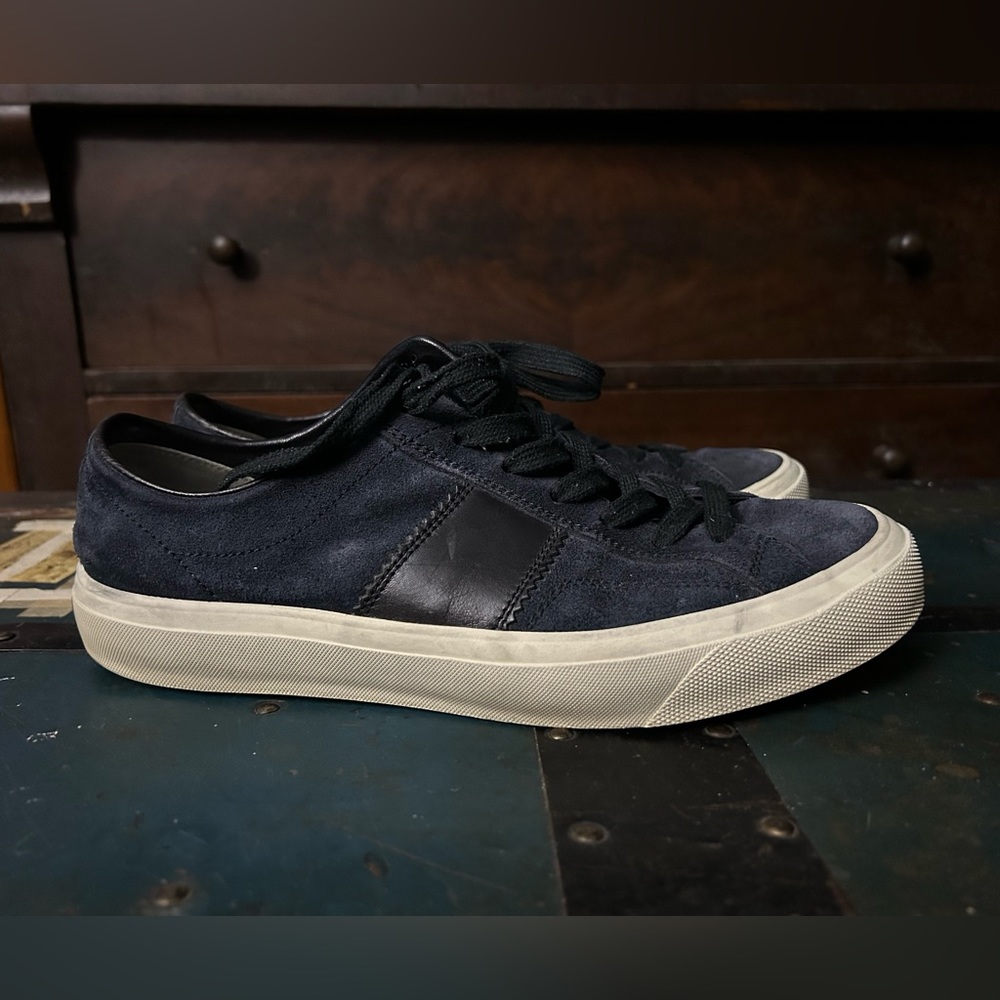 Tom Ford blue suede Cambridge lace up sneakers size 9.5